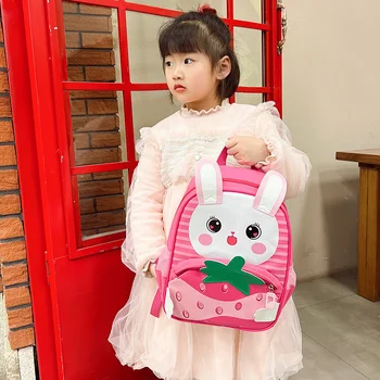 Школьный рюкзак для девочек из детского сада с рисунком мультяшного кролика, Водонепроницаемый рюкзак для детей