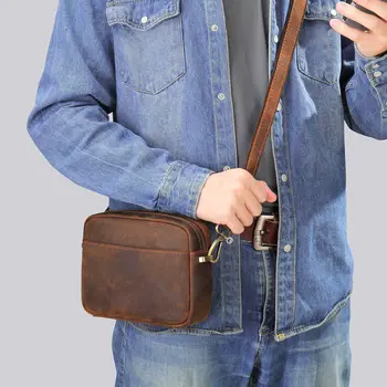Crazy Horse кожаная сумка-слинг, мужские сумки на плечо, винтажные модные сумки-мессенджеры, сумка через плечо