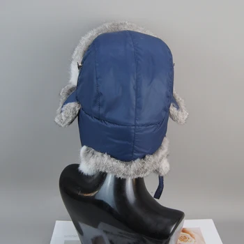 Новая Россия зима настоящая меховая шапка мужчины на открытом воздухе ветрозащитная теплая, настоящий мех кролика шапка-ушанка натуральный мягкий натуральный мех кролика шапки