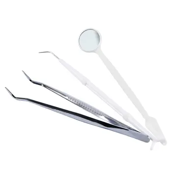 AZDENT, 3 шт./компл., Стоматологическое зеркало, Пинцет, зонд, одноразовый набор для ухода за полостью рта, Инструмент для отбеливания зубов, Подготовленный Инструмент
