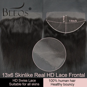 Пучки прямых волос Beeos Bone с фронтальным наращиванием человеческих волос, Пучки с закрытием 13x6 HD, Наращивание волос с фронтальным наращиванием человеческих волос