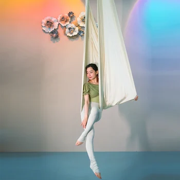 подвесной гамак для йоги из низкорастягивающейся ткани длиной 5 м, качели для акробатических полетов для детей и взрослых, низкорастягивающийся