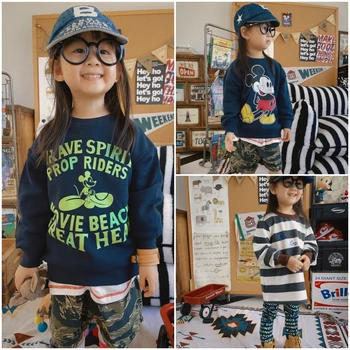 Свитшоты для девочек и мальчиков, Детская рубашка с длинными рукавами, топы, Осенне-весенняя повседневная Корейская детская одежда, милый свитер с круглым вырезом