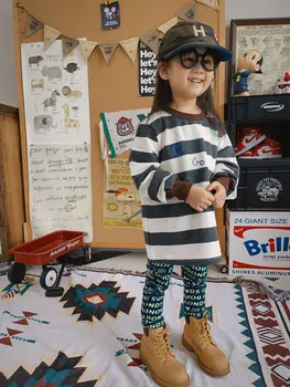 Свитшоты для девочек и мальчиков, Детская рубашка с длинными рукавами, топы, Осенне-весенняя повседневная Корейская детская одежда, милый свитер с круглым вырезом