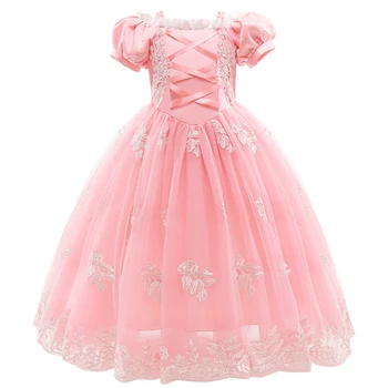 Розовая Аврора для девочек, Косплей, платье принцессы для детей, Рождество, Хэллоуин, Тюлевый Нарядный костюм Рапунцель для детей, День рождения для девочек