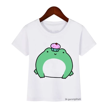 Модная новая горячая распродажа, футболка для детской одежды, забавный фиолетовый принт в виде виноградной лягушки с мультяшным рисунком, подходит для футболок-топов для мальчиков/девочек