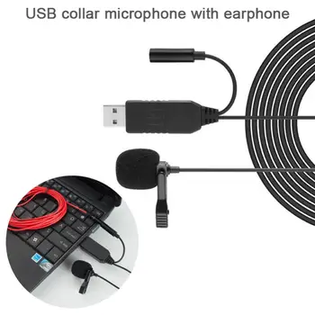 Мини-USB-микрофон с разъемом для наушников для портативного микрофона с клипсой на лацкане, подходит для смартфонов Android, зеркальных камер, ПК, ноутбуков