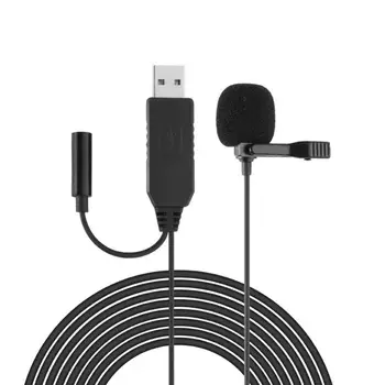 Мини-USB-микрофон с разъемом для наушников для портативного микрофона с клипсой на лацкане, подходит для смартфонов Android, зеркальных камер, ПК, ноутбуков
