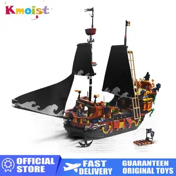 Строительный блок 1328 шт., мини-кубики, игрушка, Черный пиратский корабль, модель лодки, головоломка, сборка, детские игрушки для детей, подарки на день рождения