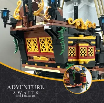 Строительный блок 1328 шт., мини-кубики, игрушка, Черный пиратский корабль, модель лодки, головоломка, сборка, детские игрушки для детей, подарки на день рождения