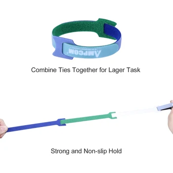 Кабельные стяжки AMPCOM на липучке Многоразового использования с крючком и петлей, Многоцветные Шнуры, нейлоновые Обертывания для управления галстуками - 6 ”× 1/2”, 1 упаковка, 6 цветов