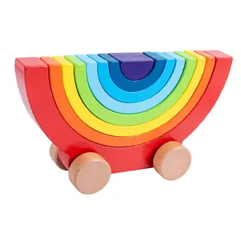 Деревянные строительные блоки, игрушечный автомобиль, штабелируемая креативная декоративная арка для детей