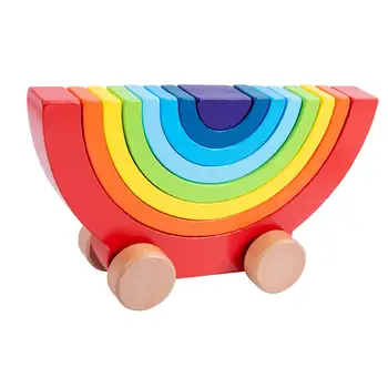 Деревянные строительные блоки, игрушечный автомобиль, штабелируемая креативная декоративная арка для детей