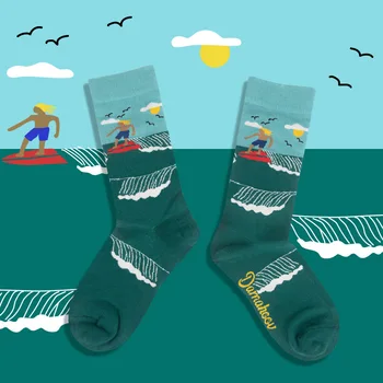 Осенне-зимняя иллюстрация мультфильм милая индивидуальность Европейские и американские мужские носки женские хлопчатобумажные носки НОСКИ