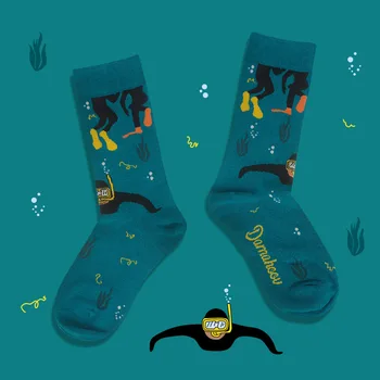 Осенне-зимняя иллюстрация мультфильм милая индивидуальность Европейские и американские мужские носки женские хлопчатобумажные носки НОСКИ