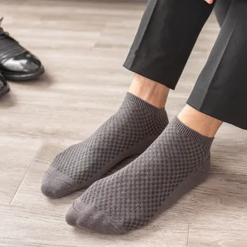 1 Пара мужских носков, деловые мягкие дышащие носки до щиколотки, Носки из бамбукового волокна, Мужские носки Высокого качества, удобные короткие мужские носки